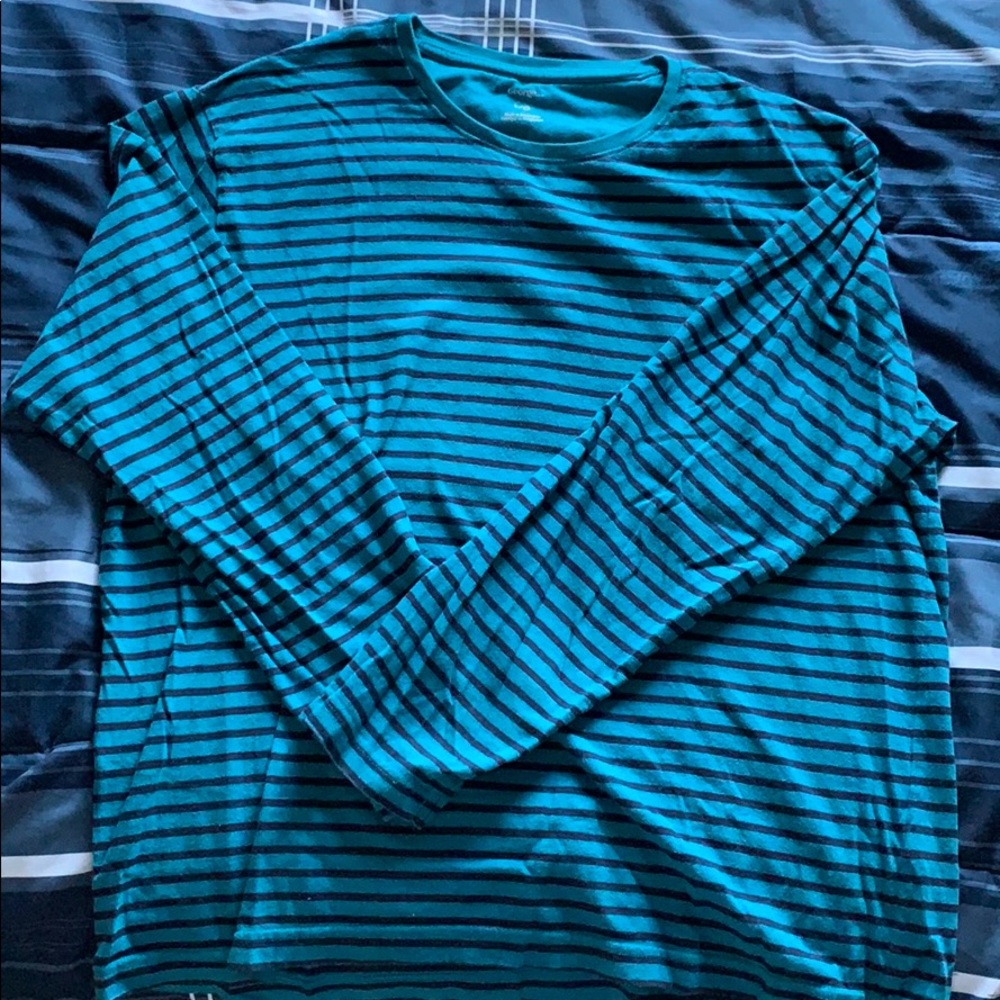 Black and blue striped long sleeved top